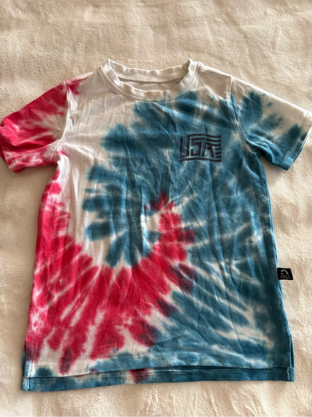 Kids Tie-Dye Short Sleeve Tee - Blue & Pink by RAGS